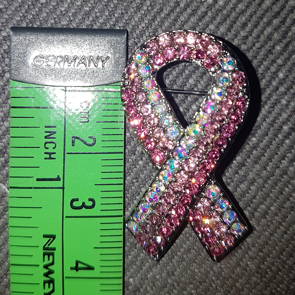 Crystal Pink Ribbon Brooch