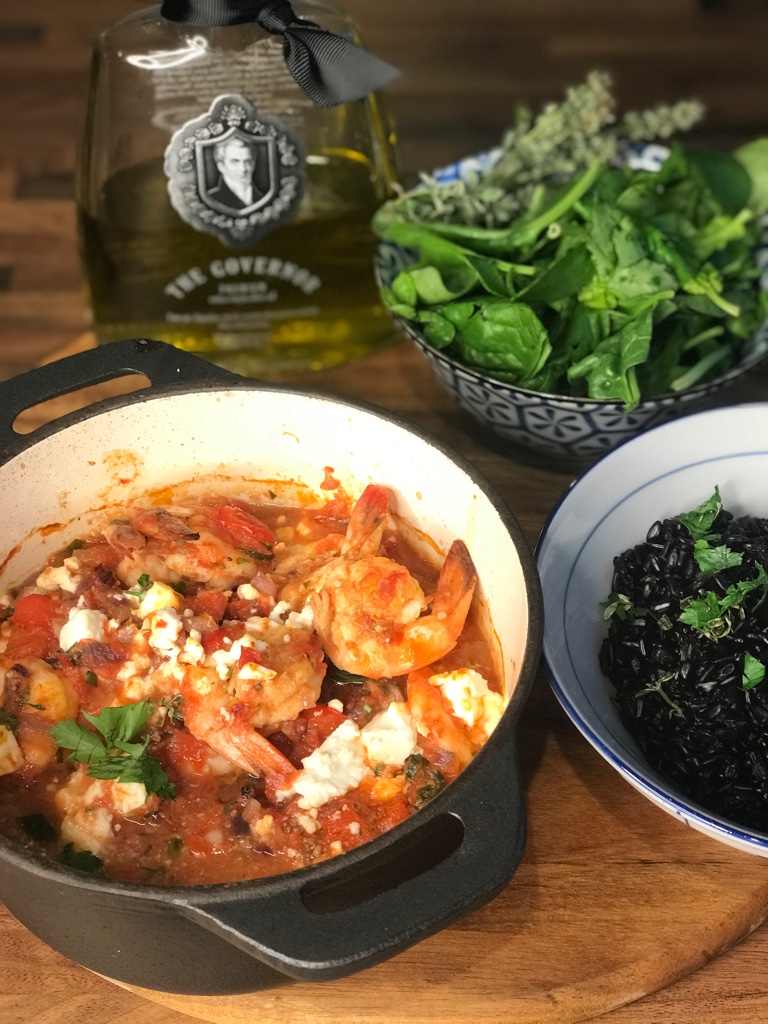 Prawn saganaki